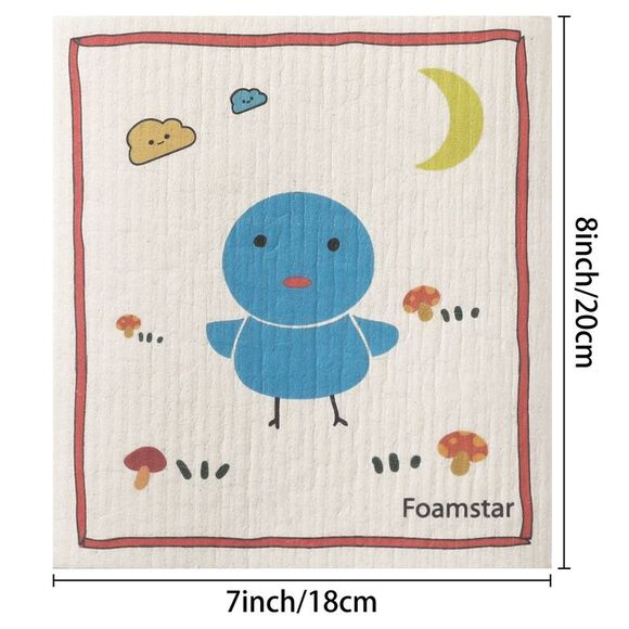 5 Pack Swedish No Odor Absorbent Washable Sponge Cloths 7" x 8" Flower-5 - Picture 3 of 6